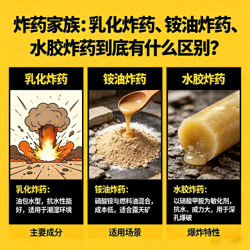 东方华侨农场炸药家族：乳化炸药、铵油炸药、水胶炸药到底有什么区别？